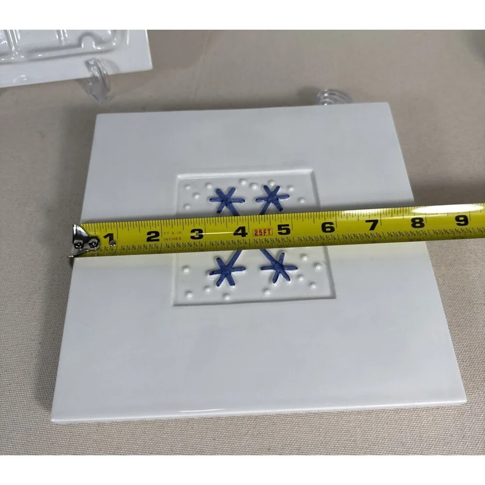 Crate & Barrel Set Of 2 Ceramic Snowflake Trivet Made in Italy Ceramica Stefani